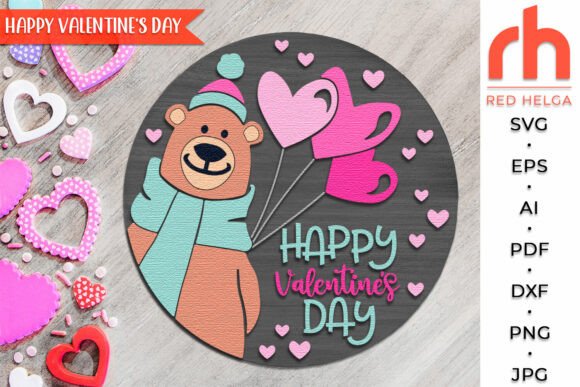 Download Happy Valentine’s Day SVG, Bear Balloons - Valentine’s day svg Collection