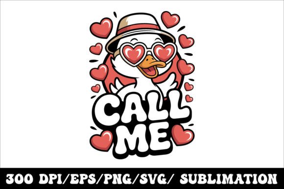 Download Cute Duck Call Me Love Illustration - Premium Resources