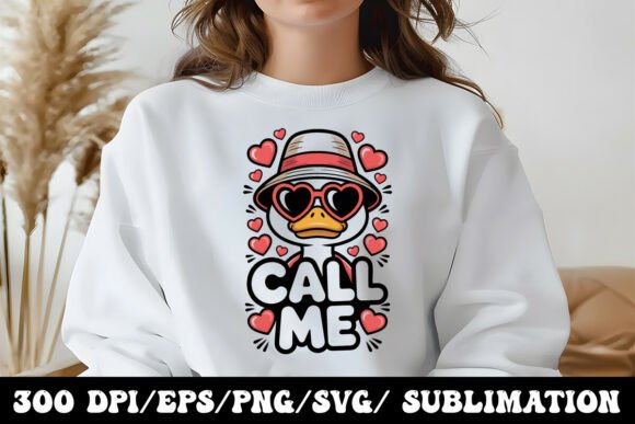 Download Funny Romantic Duck Cartoon with Hearts - Premium Resources